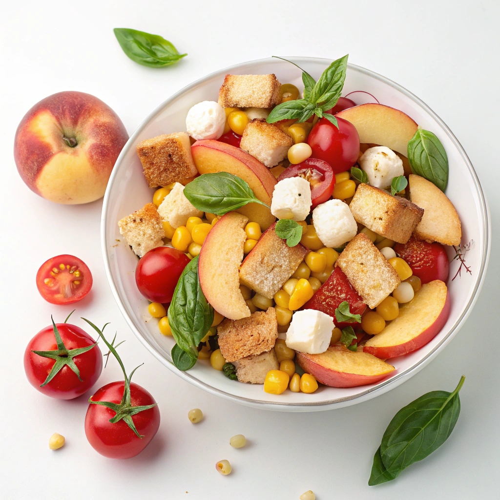 Panzanella Salad with Peaches and Corn