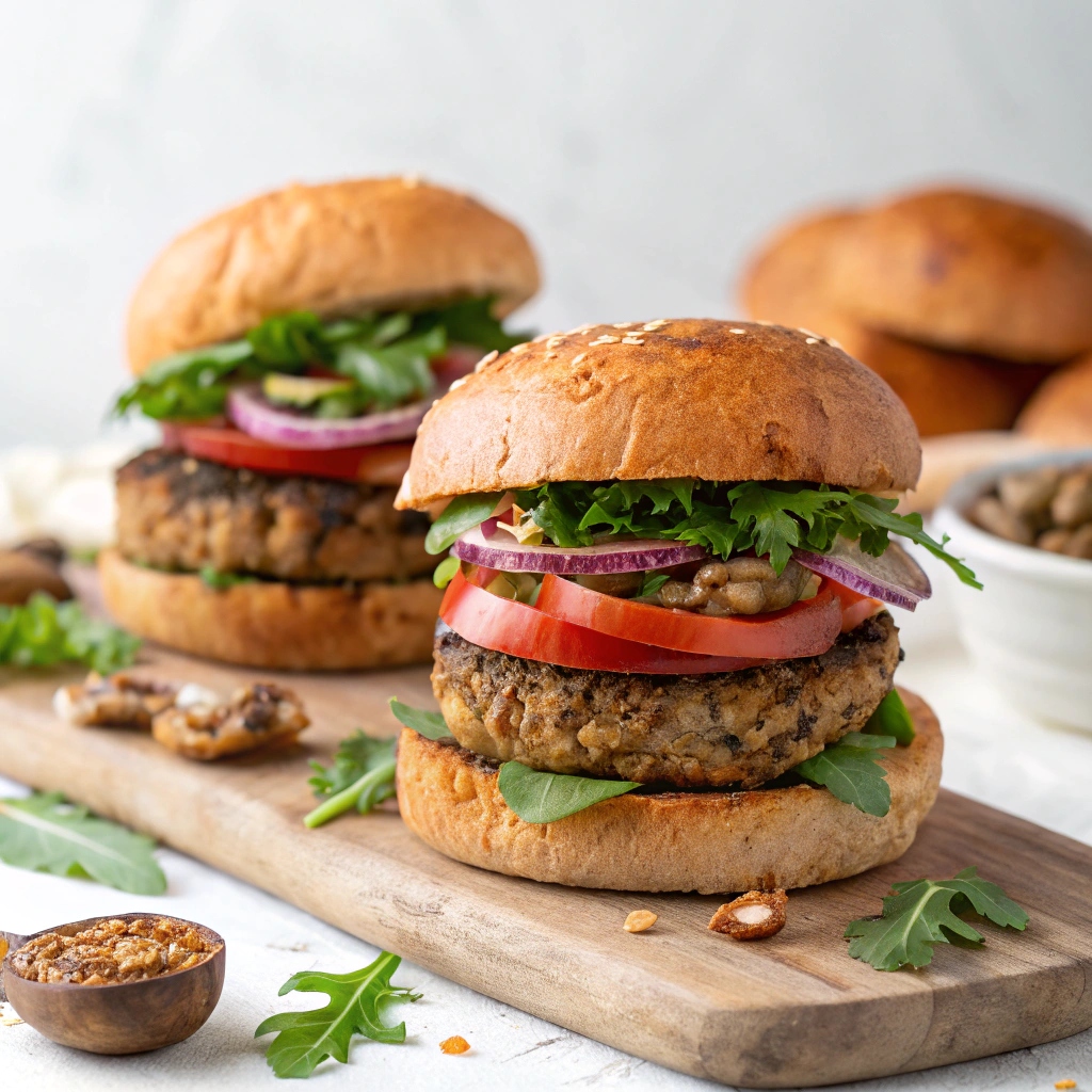 Walnut-Mushroom Veggie Burgers