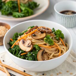Cold Sesame Noodles w/ Kale & Shiitakes