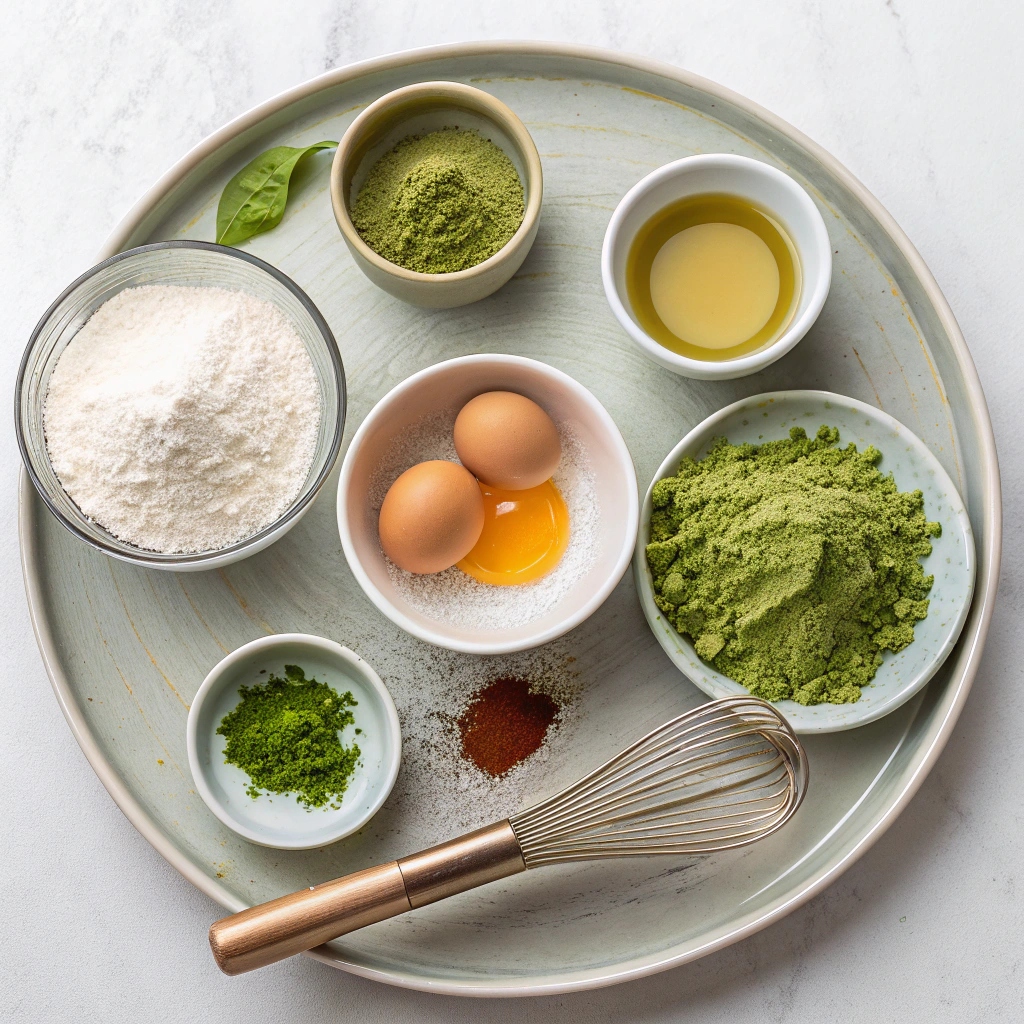 Ingredients for Matcha Baked Doughnuts