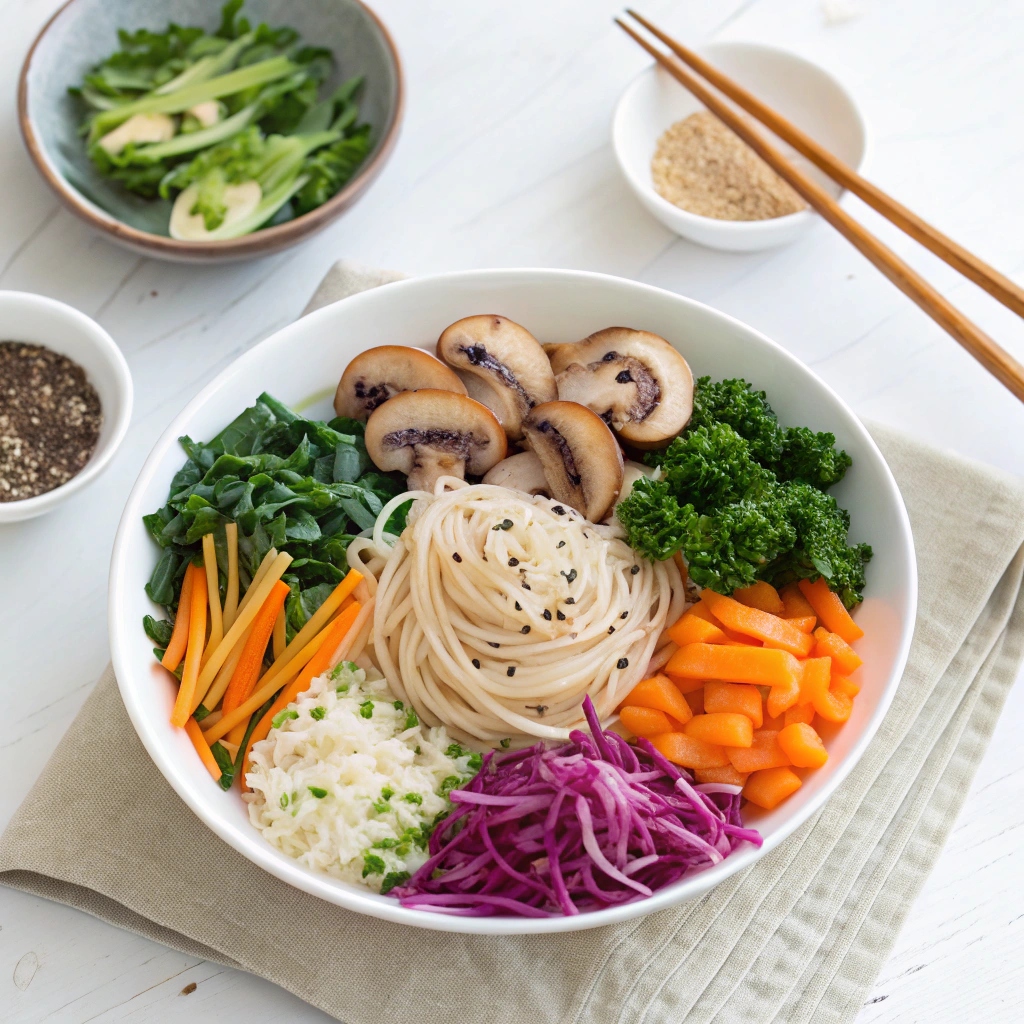 Cold Sesame Noodles w/ Kale & Shiitakes Ingredients
