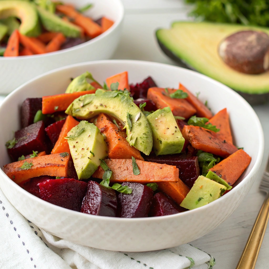 Roasted Beet & Carrot Salad with Avocado Recipe