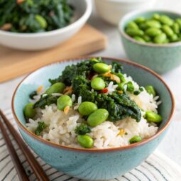 Coconut Rice with Kale & Edamame