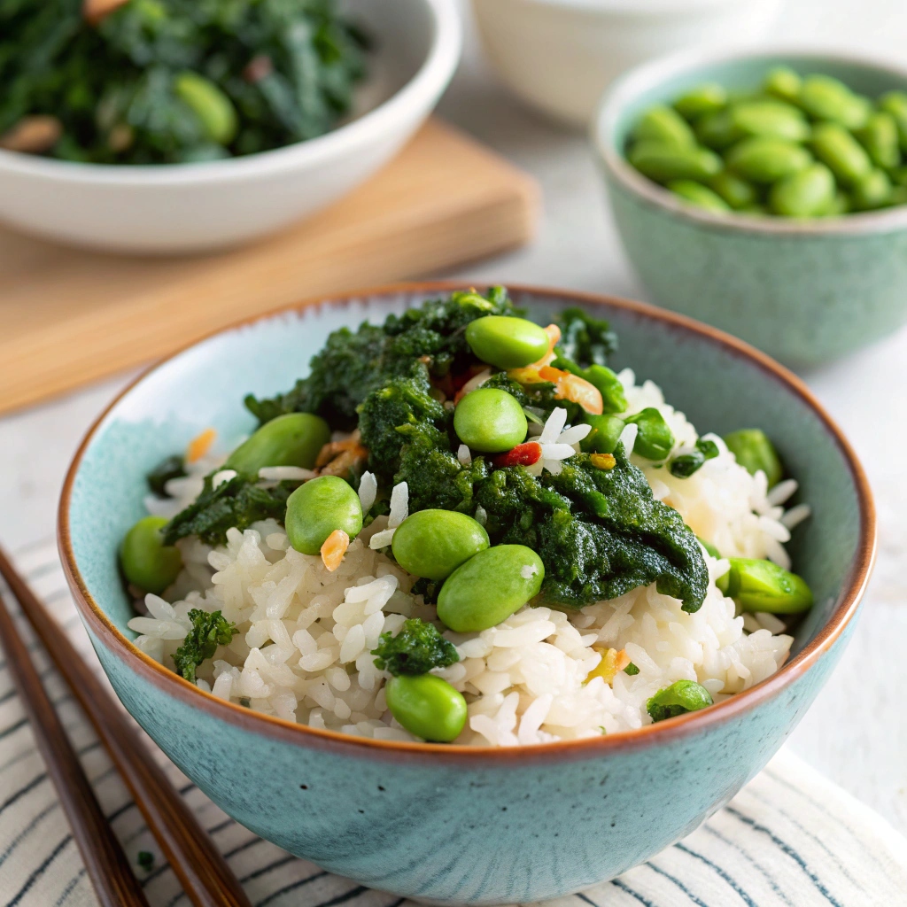 Coconut Rice with Kale & Edamame