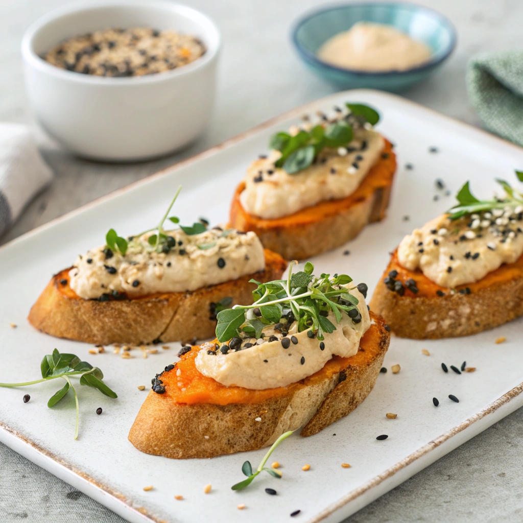 Sweet Potato Tahini Crostini