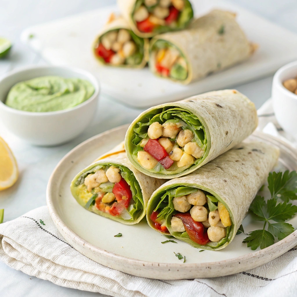 Chickpea Salad Wraps w/ Avocado Dill Sauce Recipe