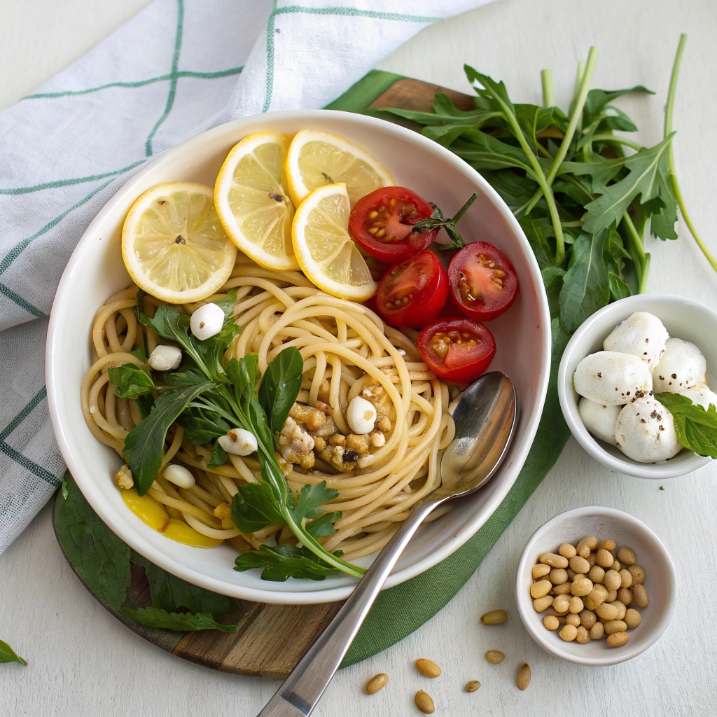 Ingredients for Lemon Arugula Linguine