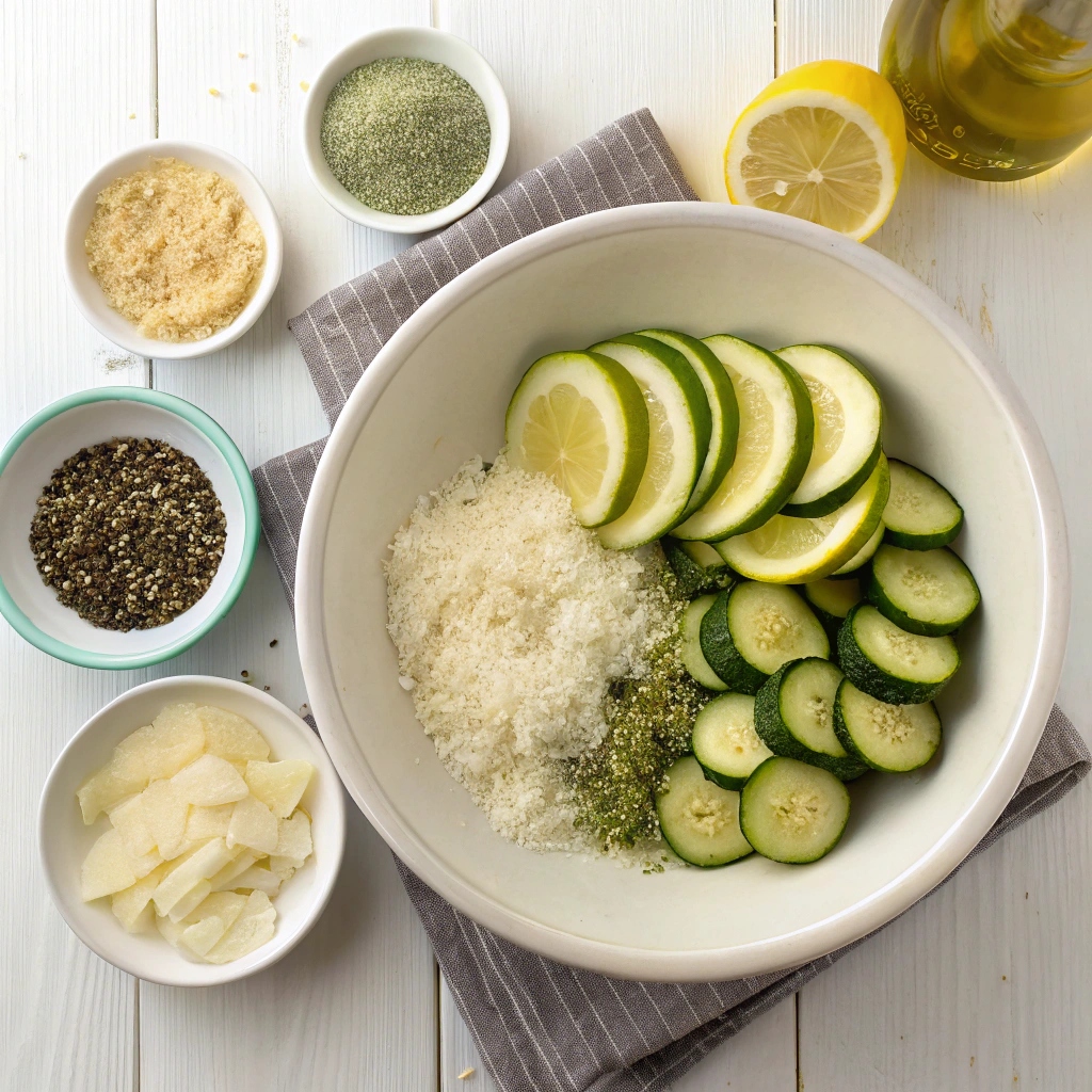 Ingredients for Roasted Zucchini with Lemon and Cheese