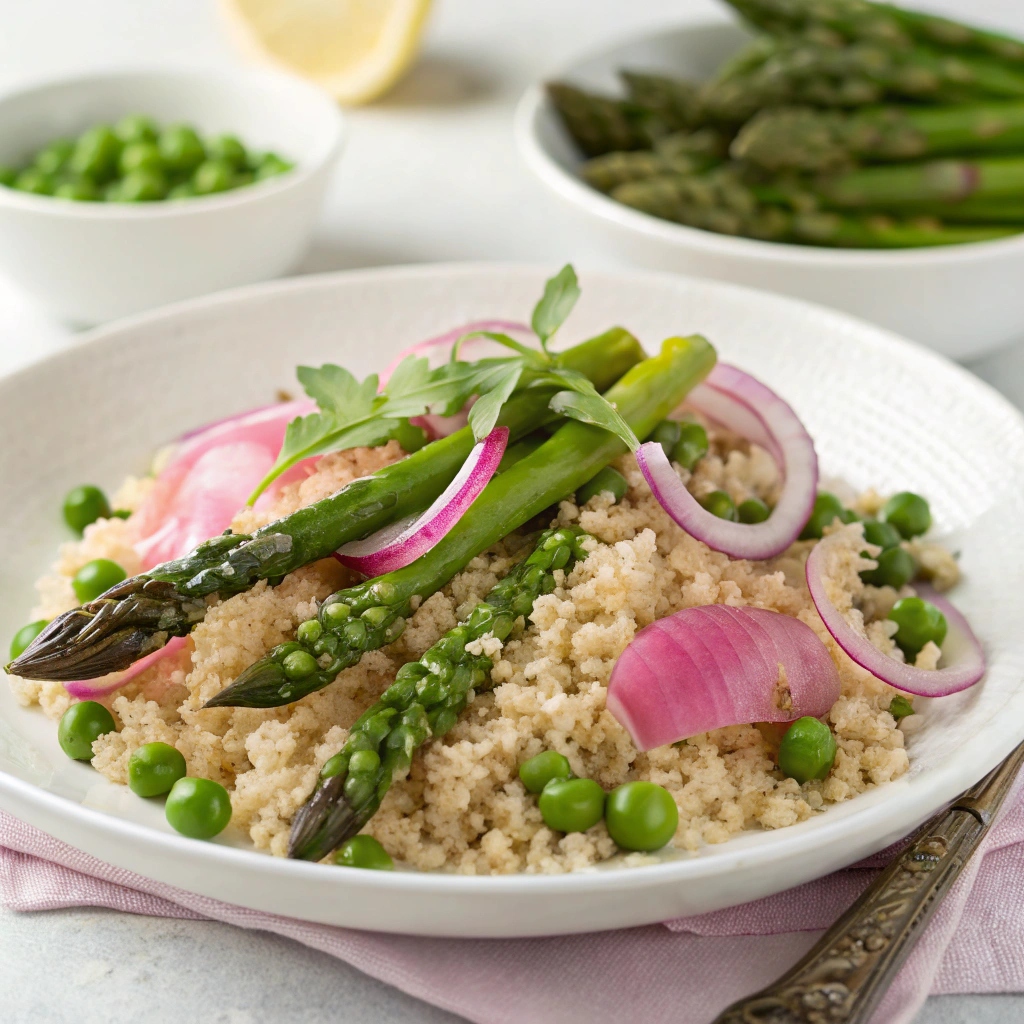 Spring Quinoa with Asparagus, Peas & Pickled Onion Recipe