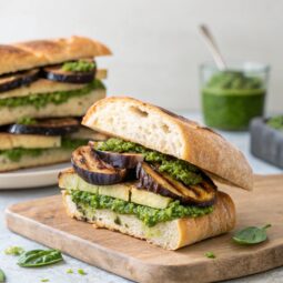 Grilled Eggplant & Pesto Sandwiches