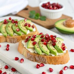 Avocado & Pomegranate Crostini