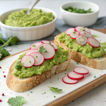 Edamame Hummus & Radish Crostini