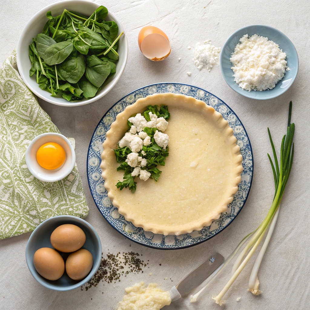 Ingredients for Spinach Quiche