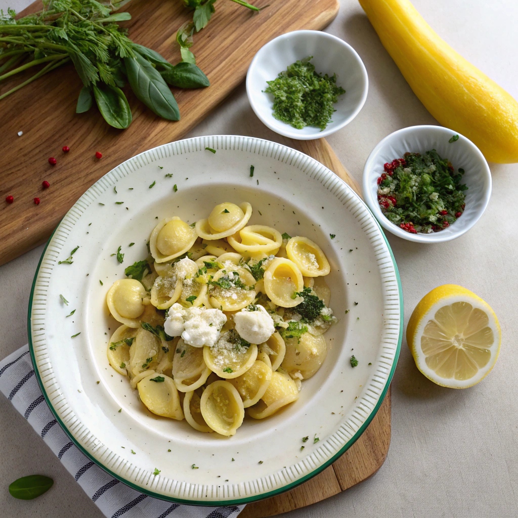 Lemony Summer Squash Orecchiette Ingredients