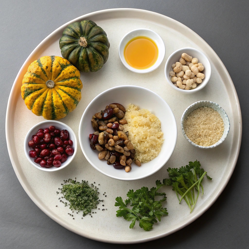 Stuffed Acorn Squash w/ Kale & Creminis Ingredients