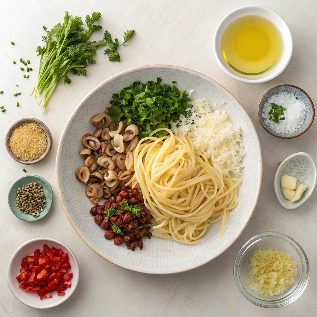 Creamy Leek & Almond Pasta Ingredients