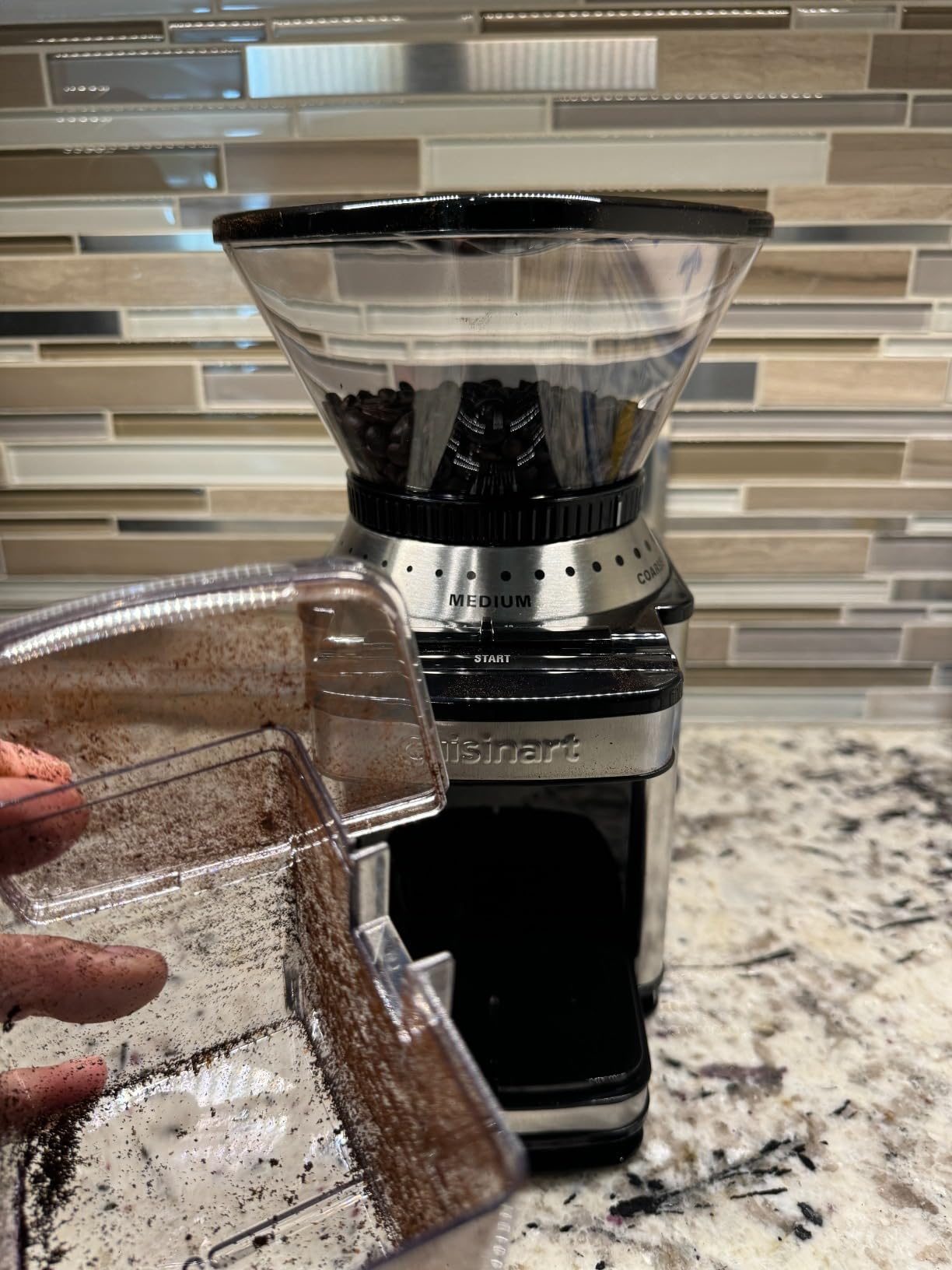Cuisinart Coffee Grinder, Electric One-Touch Automatic Burr Coffee Grinder with 18-Position Grind Selector, Cup Size Selector for 4 – 18 Cups, DBM-8P1, Black Stainless - Customer Photo 0