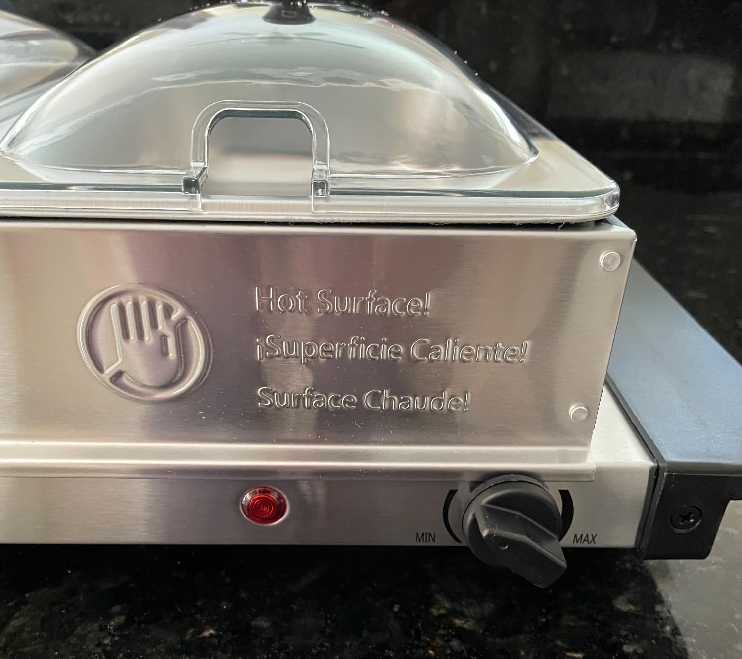 Elite Gourmet EWM-6171 Triple 3 x 2.5 Qt. Trays, Buffet Server, Food Warmer Temperature Control, Clear Slotted Lids, Perfect for Parties, Entertaining & Holidays, 7.5 Qt Total, Stainless Steel customer photo 1