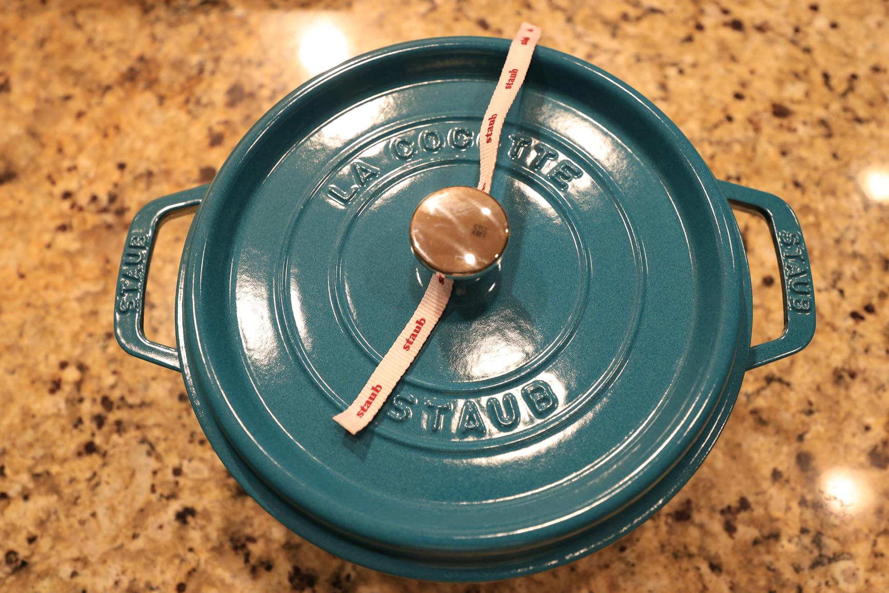 STAUB Cast Iron Round Cocotte, Dutch Oven, 7-quart, serves 7-8, Made in France, Cherry - Customer Photo 3