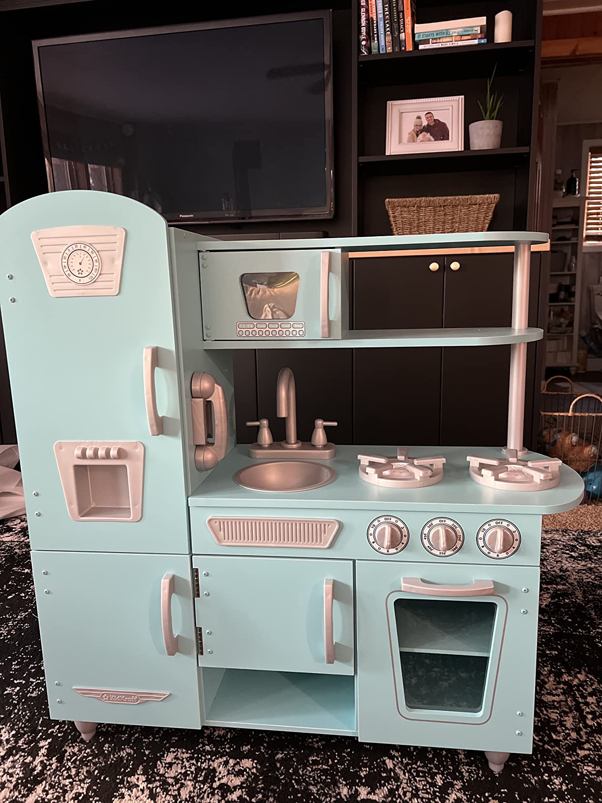 KidKraft Vintage Wooden Play Kitchen with Pretend Ice Maker and Play Phone, White - Customer Photo 3