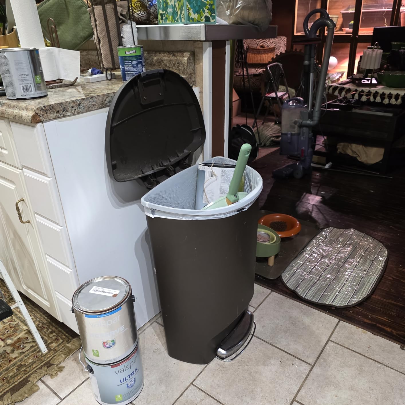 simplehuman 50 Liter / 13 Gallon Semi-Round Kitchen Step Trash Can with Secure Slide Lock, Grey Plastic - Customer Photo 1
