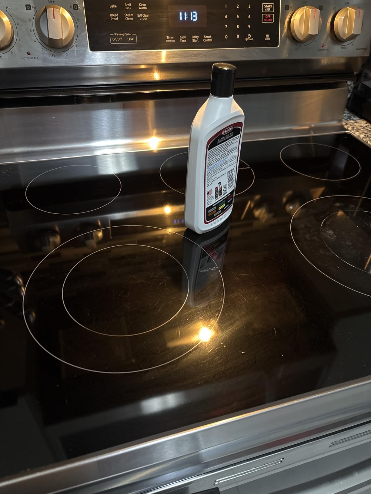 Weiman Non-Abrasive, No Scratch Induction Glass Ceramic Stove Cooktop Heavy Duty Cleaner and Polish, 20 Ounce - Customer Photo 1
