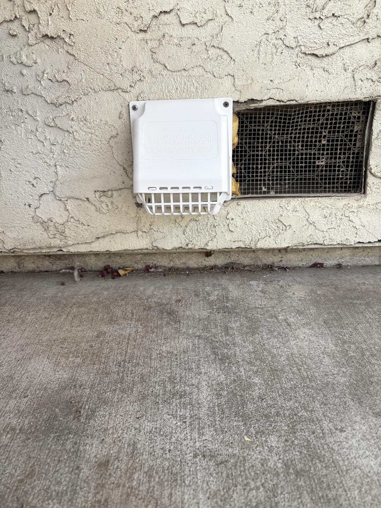 Deflecto Wide Mouth Dryer Vent Hood with Removable Bird Guard, Damper, Weather-Resistant, 4 Inches Hood, White (HR4W) - Customer Photo 0