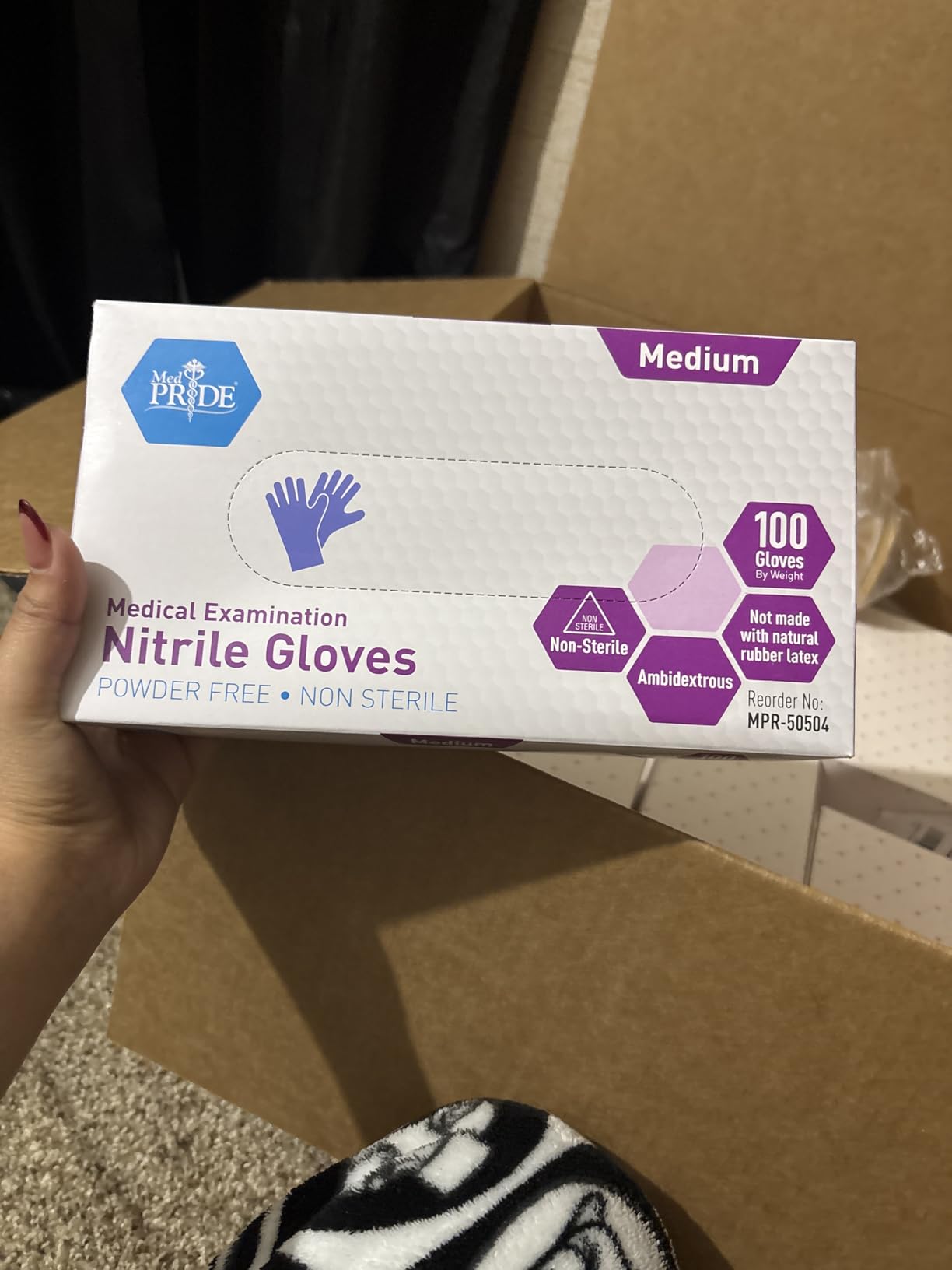 MedPride Powder-Free Nitrile Exam Gloves, Iris Blue, Medium, Box/100 - Customer Photo 3