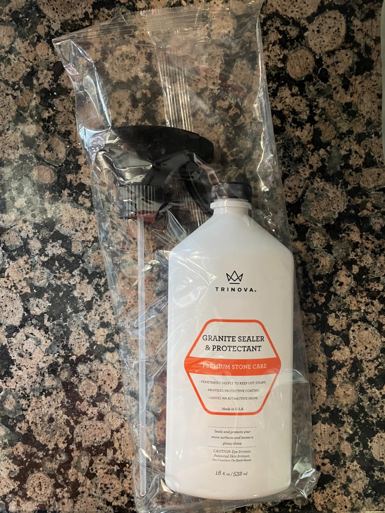 TriNova Granite Sealer & Protector – Best Stone Polish, Protectant & Care Product – Easy Maintenance for Clean Countertop Surface, Marble, Tile – No Streaks, Stains, Haze, or Spots - 18 fl oz - Customer Photo 1