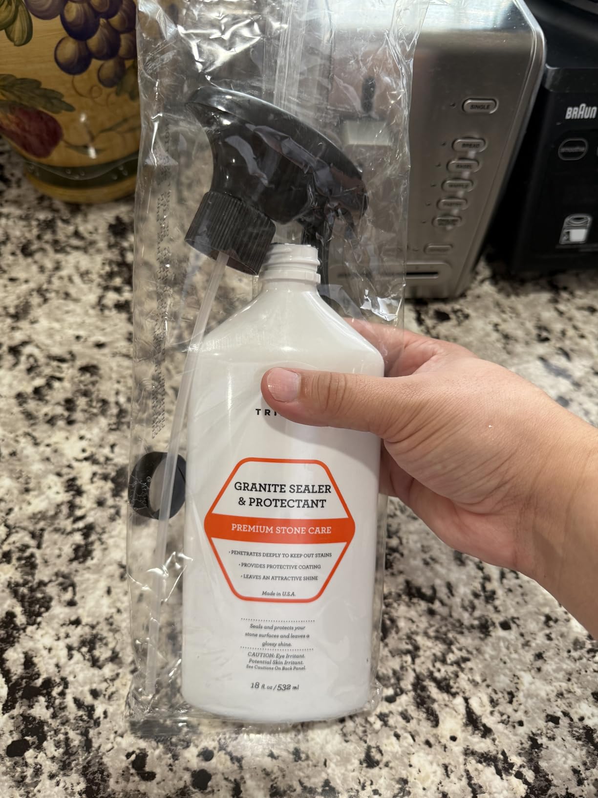 TriNova Granite Sealer & Protector – Best Stone Polish, Protectant & Care Product – Easy Maintenance for Clean Countertop Surface, Marble, Tile – No Streaks, Stains, Haze, or Spots - 18 fl oz - Customer Photo 3