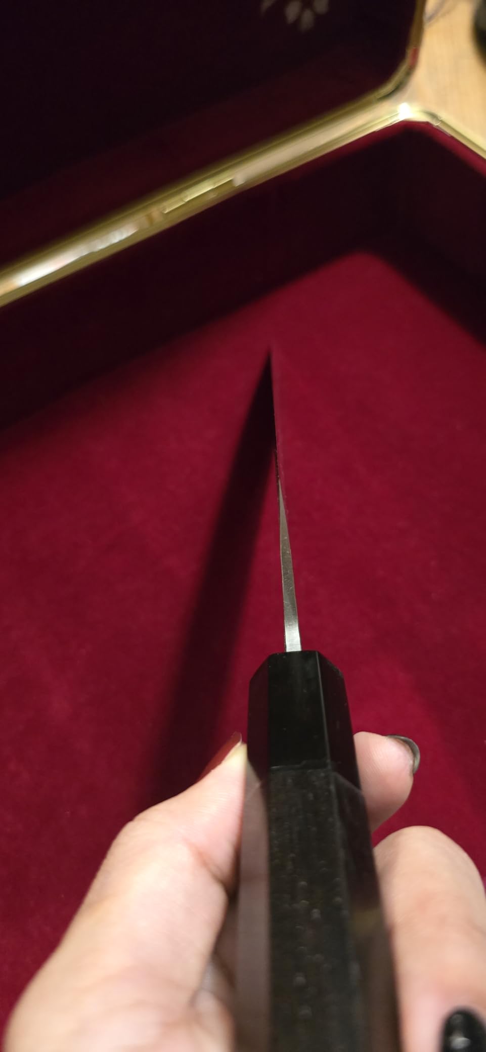 Yoshihiro Kurouchi Black-Forged High Carbon Blue Steel Stainless Clad Kiritsuke Japanese Multipurpose Knife Ebony Handle (8.25