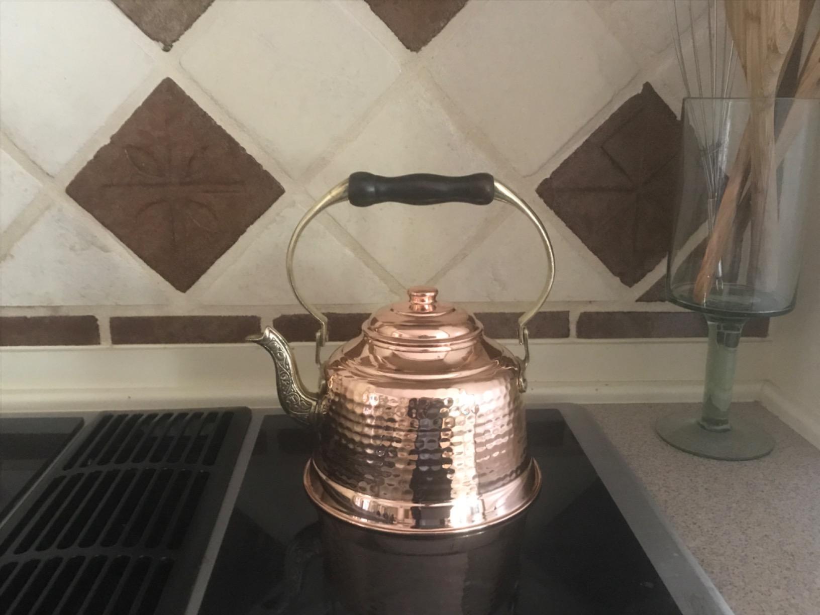 DEMMEX Tea Lover's Copper Teapot, Heavy Gauge 1mm Thick Hammered Solid Copper, Copper Tea Pot Kettle Stovetop Teapot, Tin Lined, Handmade (1.6-Quarts) Customer Review DEMMEX Tea Lover's Copper Teapot, Heavy Gauge 1mm Thick Hammered Solid Copper, Copper Tea Pot Kettle Stovetop Teapot, Tin Lined, Handmade (1.6-Quarts) - Customer Photo 2