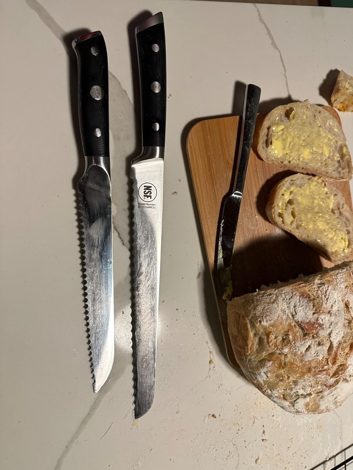 Dalstrong Serrated Bread Knife - 10 inch - Gladiator Series Elite - Forged High-Carbon German Steel - G10 Handle Kitchen Knife - Sheath Included - Razor Sharp Slicer - Slicing Knife - NSF Certified - Customer Photo 1