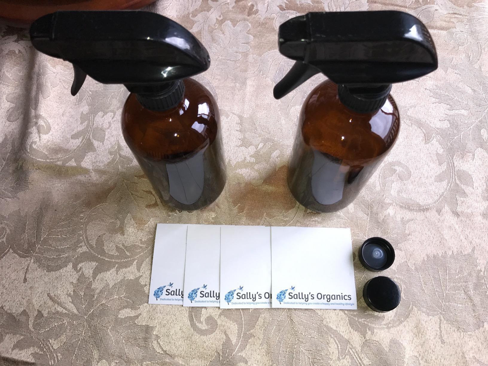Sally's Organics Empty Amber Glass Spray Bottles - 2 Pack - Large 16oz Refillable Bottle for is Great for Essential Oils, Plants, Cleaning Solutions, Hair - Durable Nozzle - Fine Mist/Stream Setting - Customer Photo 2