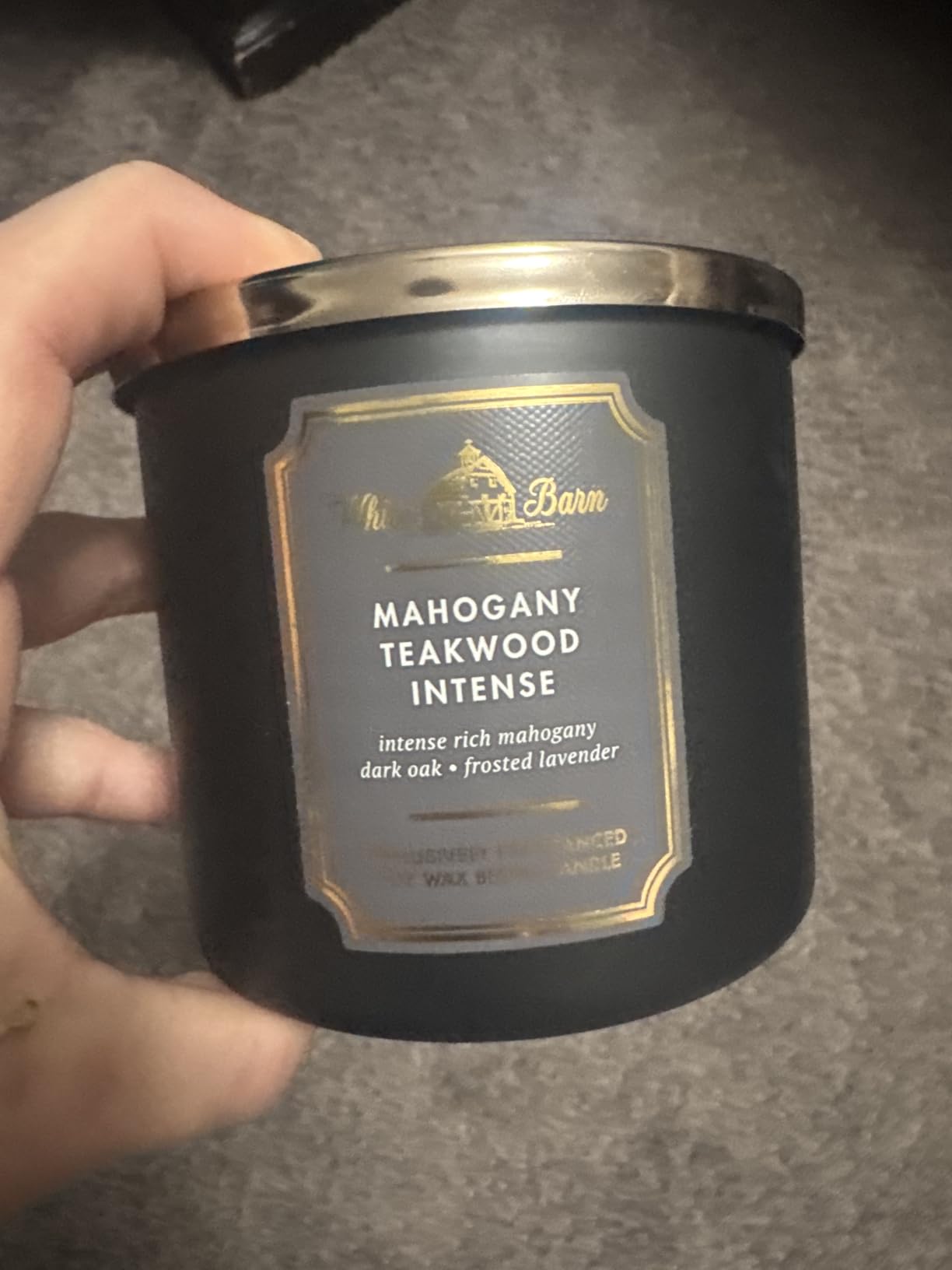 Bath & Body Works White Barn 3-Wick Candle in Mahogany Teakwood High Intensity, Scented - Customer Photo 1