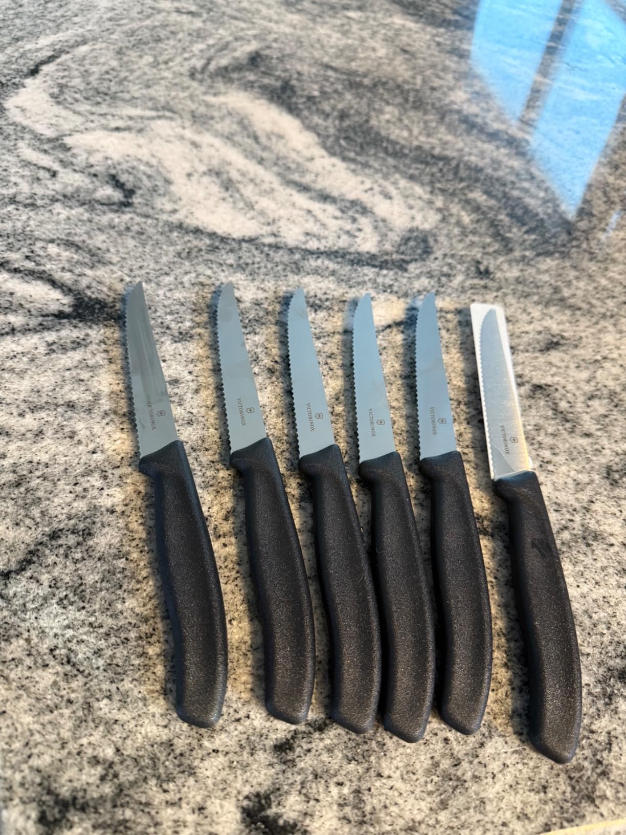 Victorinox 6.7233.6 Swiss Classic Steak Knife Set Ideal for Slicing a Wide Variety of Steak Cuts Serrated Blade in Black, Set of 6 customer photo 1