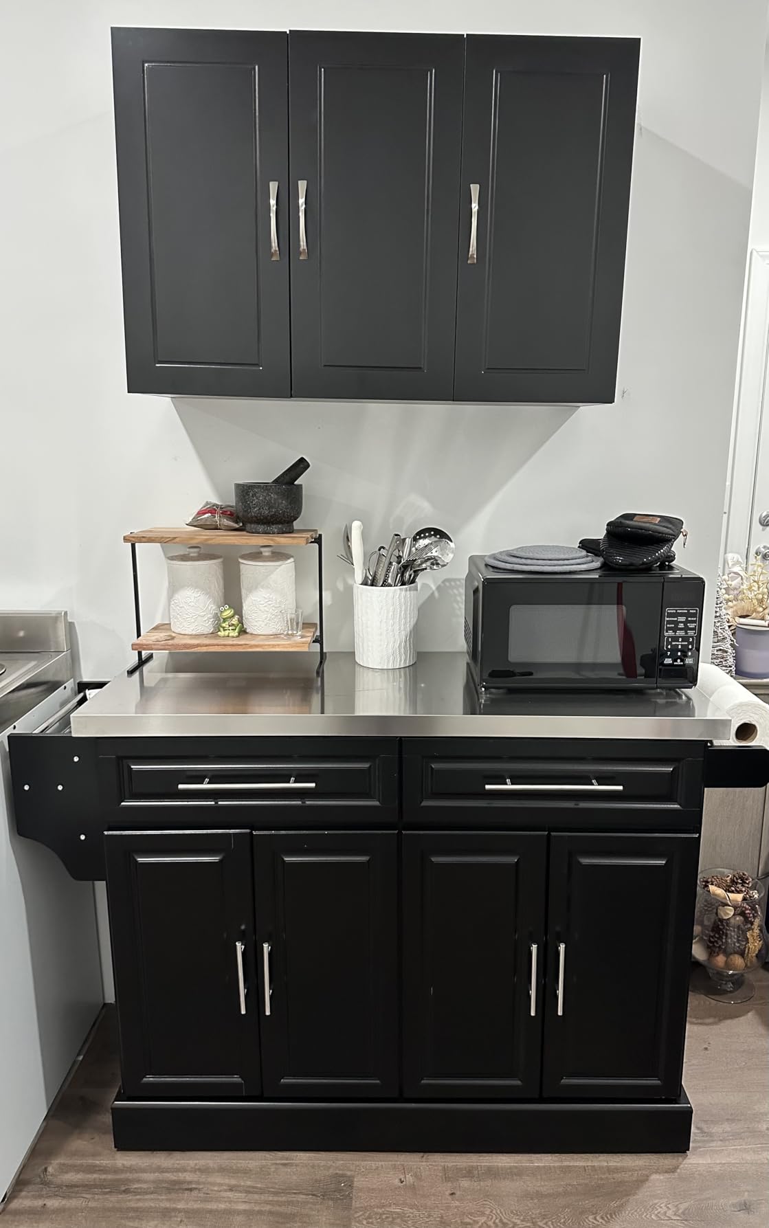 HOMCOM Rolling Kitchen Island Cart with 47