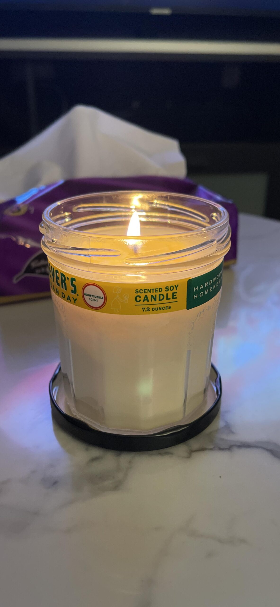 MRS. MEYER'S CLEAN DAY Soy Aromatherapy Candle, 35 Hour Burn Time, Made with Soy Wax and Essential Oils, Honeysuckle, 7.2 Oz - Customer Photo 2