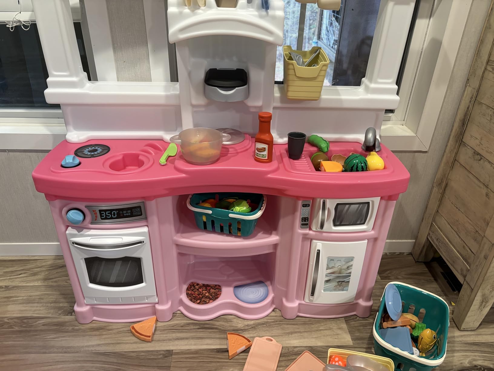 Step2 Fun with Friends Kids Kitchen Playset, Indoor/Outdoor Kitchenette, Interactive Play with Lights and Sounds, Durable Plastic, Includes 25 Piece Toy Accessories, Toddlers 2+ Years Old, Pink - Customer Photo 5