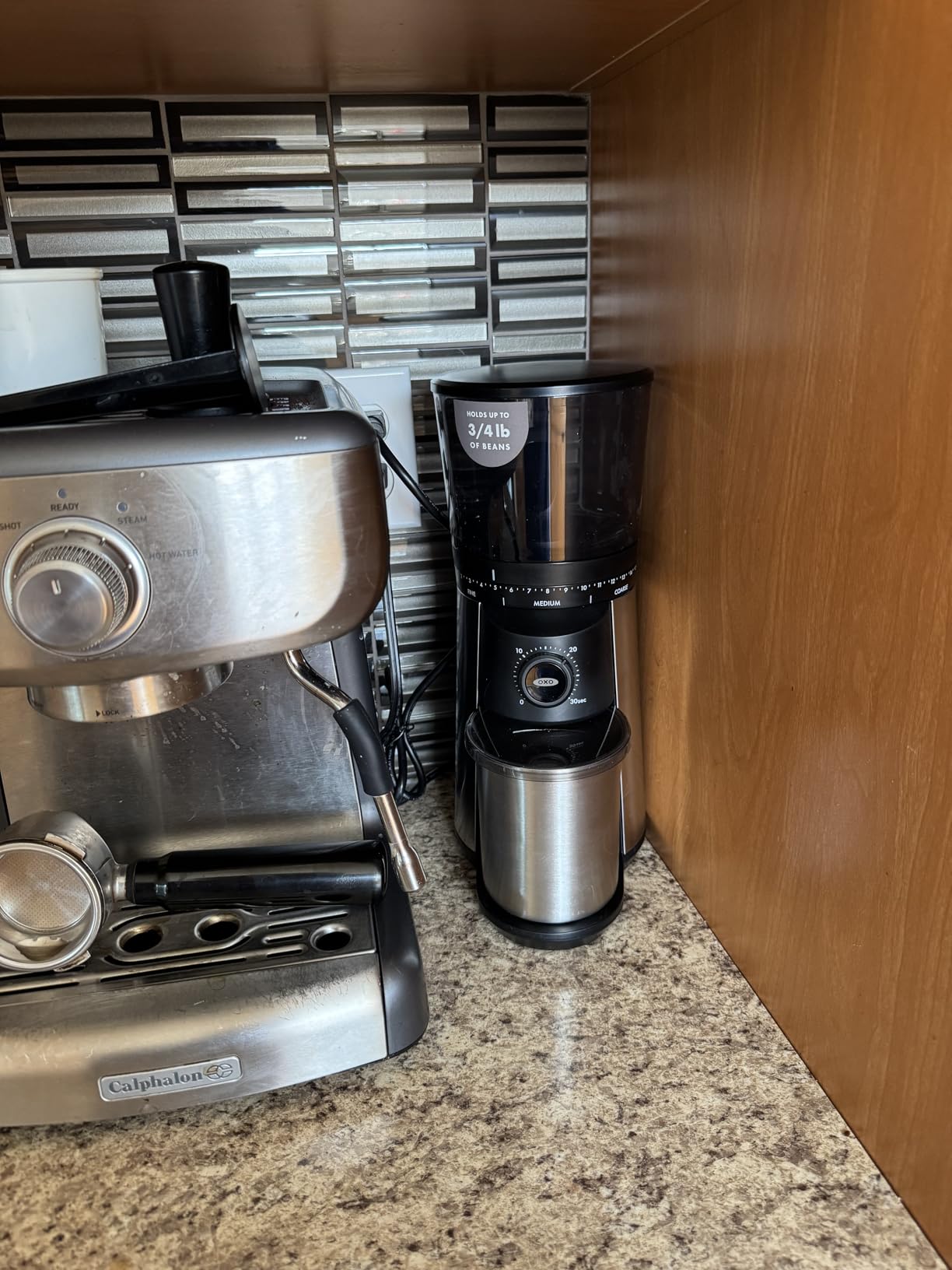 OXO Brew Conical Burr Coffee Grinder - Silver, Stainless Steel Burrs, One-Touch Automatic Smart Grind - Customer Photo 1
