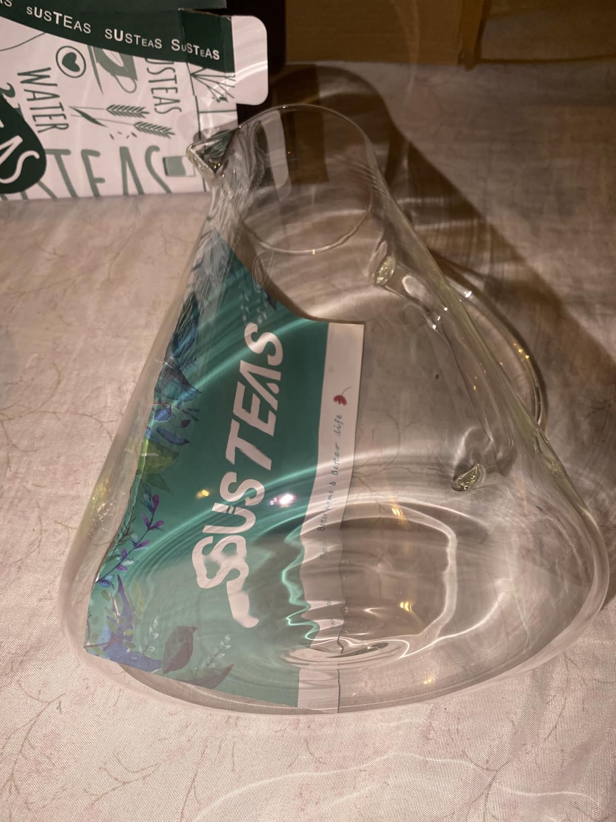 SUSTEAS 2.0 Liter 68oz Glass Pitcher with Lid, Easy Clean Heat Resistant Glass Water Carafe with Handle for Hot/Cold Beverages - Water, Cold Brew, Iced Tea & Juice, With 1 Long-Handled Brush Included - Customer Photo 2