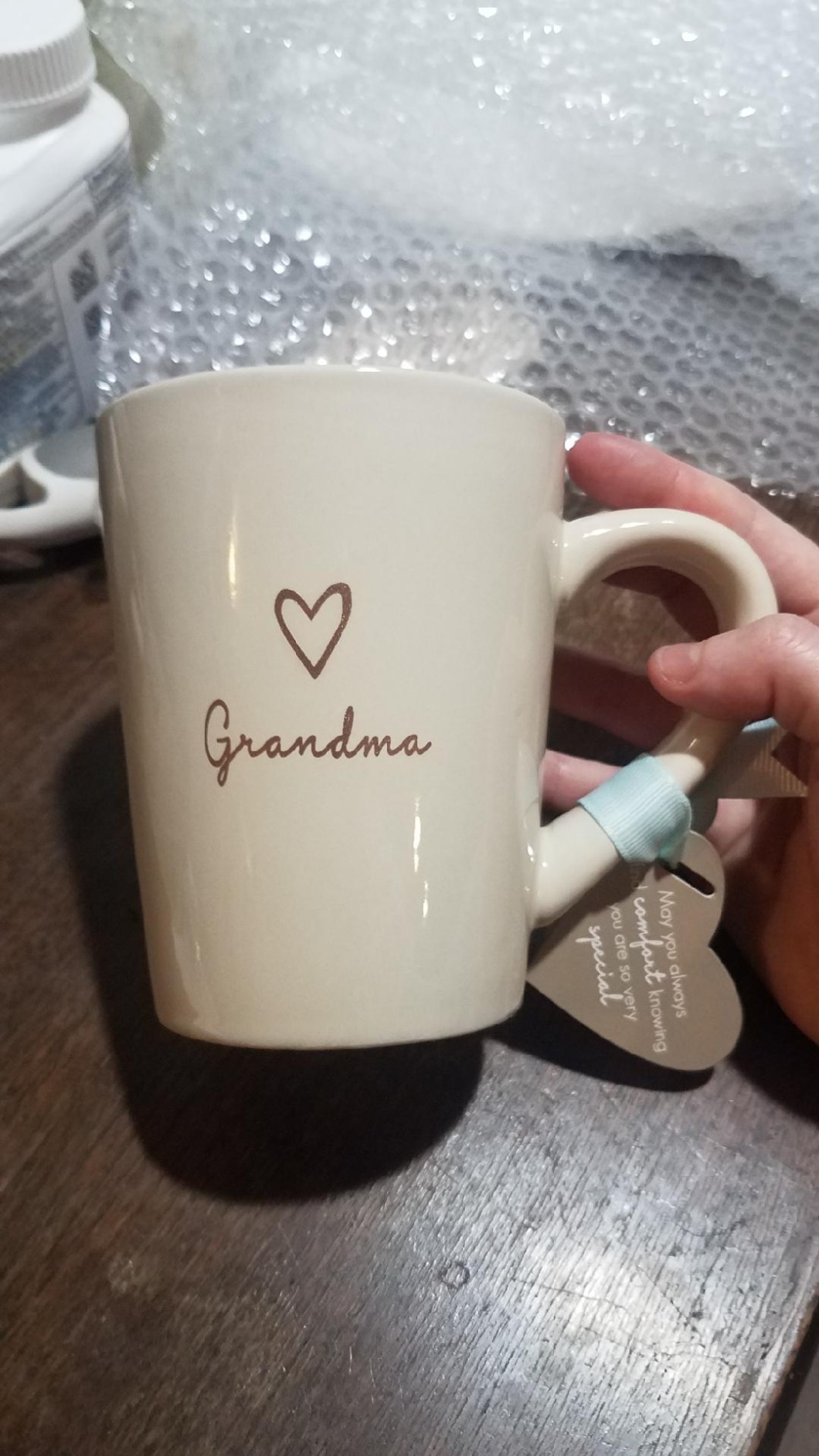 Pavilion Grandma Coffee Mug - Stoneware Coffee Cups for Grandmothers with Heart Tag - Ideal for Daily Use with Grandma Text Design - Microwave & Dishwasher Compatible - Cream, 15 oz - Customer Photo 1