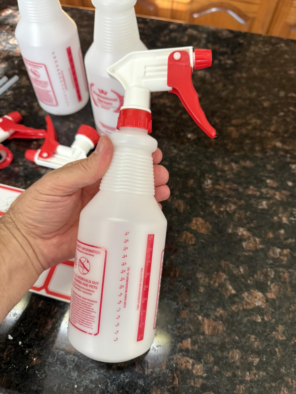 Plastic Spray Bottle (4 Pack, 24 Oz, All-Purpose) Heavy Duty Spraying Bottles Leak Proof Mist Empty Water Bottle for Cleaning Solution Planting Pet with Adjustable Nozzle and Measurements - Customer Photo 1