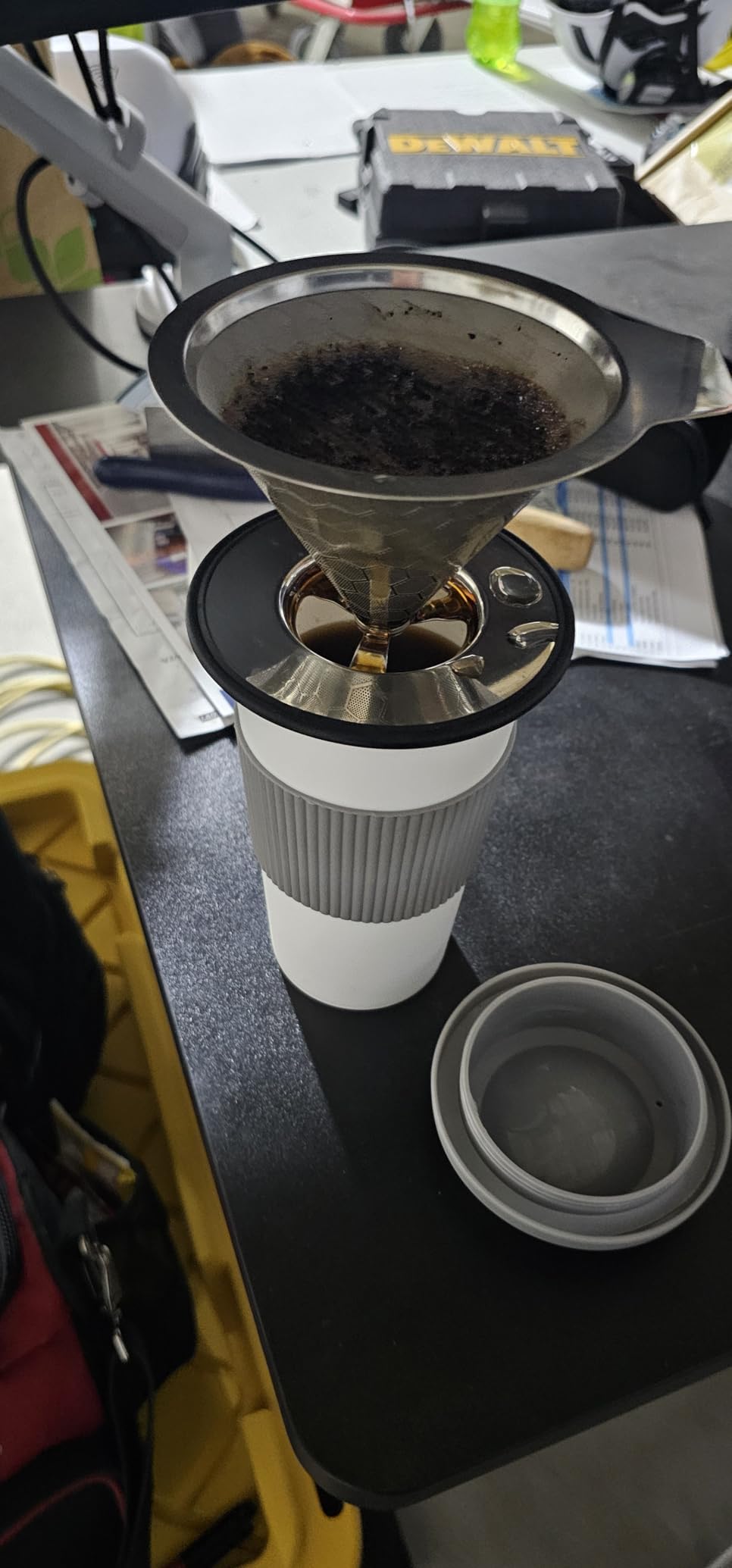 LHS Pour Over Coffee Dripper Stainless Steel Coffee Filter Metal Cone Filter Paperless Reusable Coffee Filter Single Cup Coffee Maker 1-2 Cup With Non-slip Cup Stand and Cleaning Brush customer photo 1