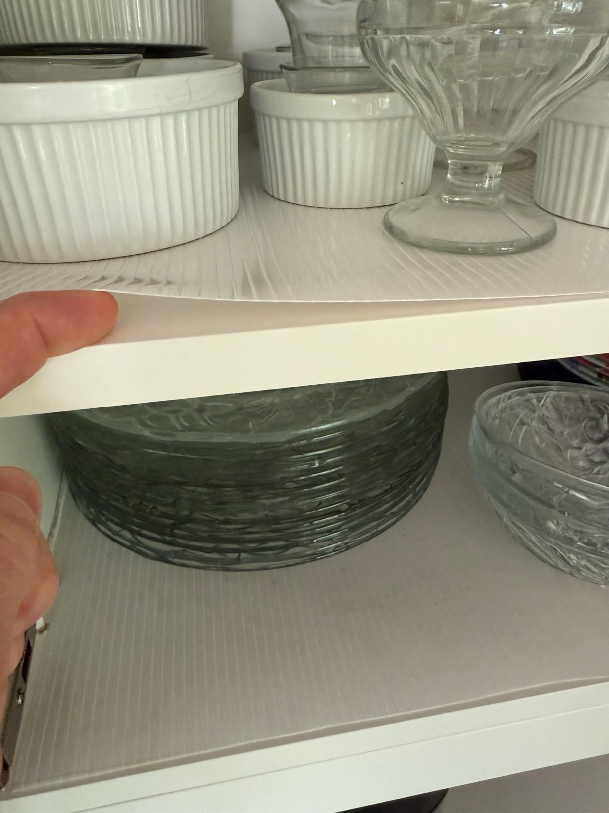 GORILLA GRIP DuraGuard Shelf Liner, Non-Adhesive Cabinet Liners for Kitchen Drawers, Shelves, Refrigerator, Pantry Storage, Bathroom Closet, Durable Waterproof BPA Free Ribbed Plastic, 12x20 Clear customer photo 1