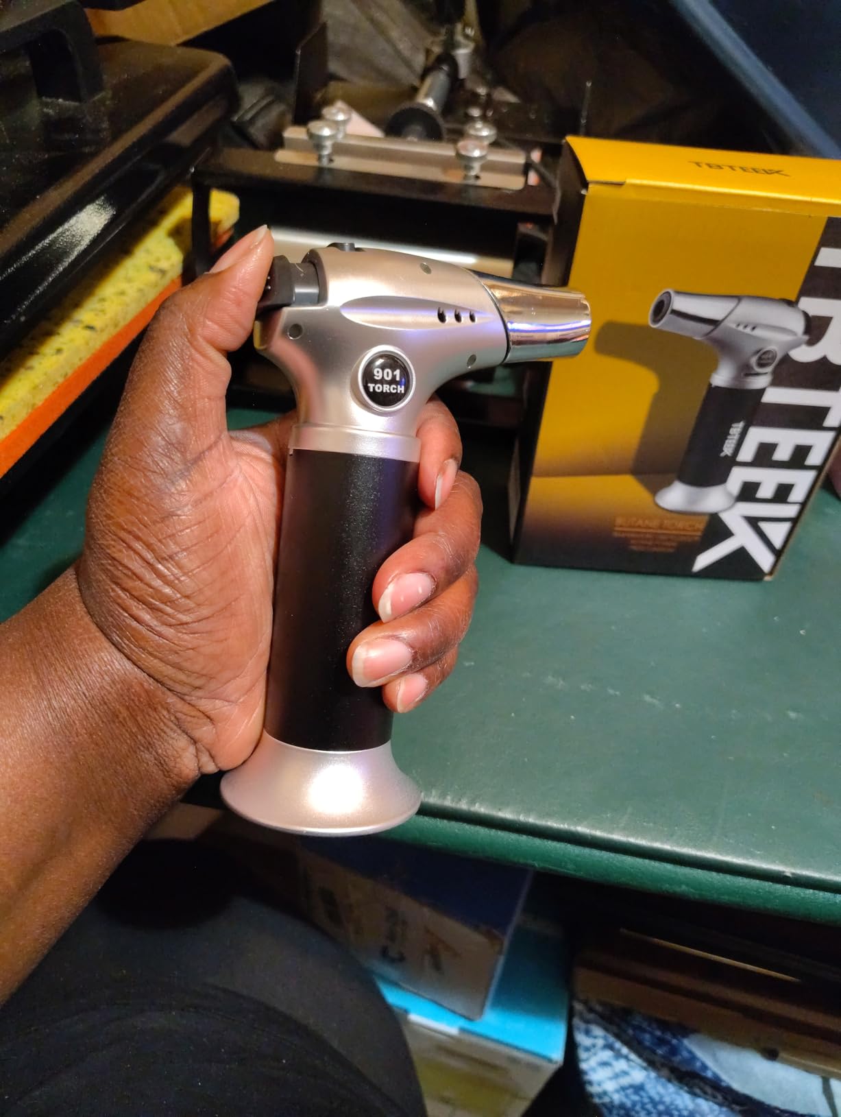 TBTEEK Butane Torch, Kitchen Torch Cooking Torch with Safety Lock & Adjustable Flame for Cooking, BBQ, Baking, Brulee, Creme, DIY Soldering(Butane Not Included) customer photo 2