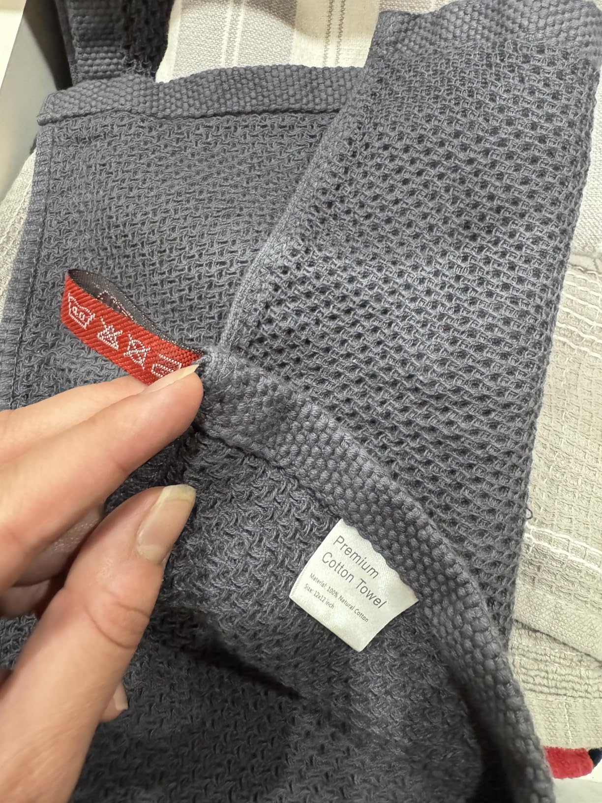 Homaxy 100% Cotton Waffle Weave Kitchen Dish Cloths, Ultra Soft Absorbent Quick Drying Dish Towels, 12 x 12 Inches, 6-Pack, Dark Grey - Customer Photo 3