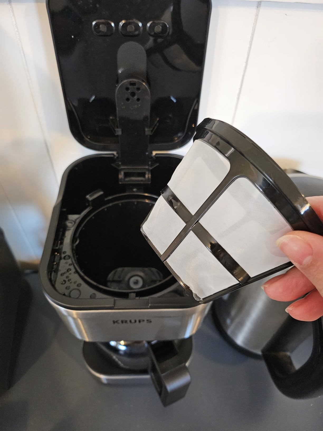 KRUPS Simply Brew Compact 5 Cup Coffee Maker: Stainless Steel Design, Pause & Brew, Keep Warm, Reusable Filter, Drip-Free Carafe - Customer Photo 1