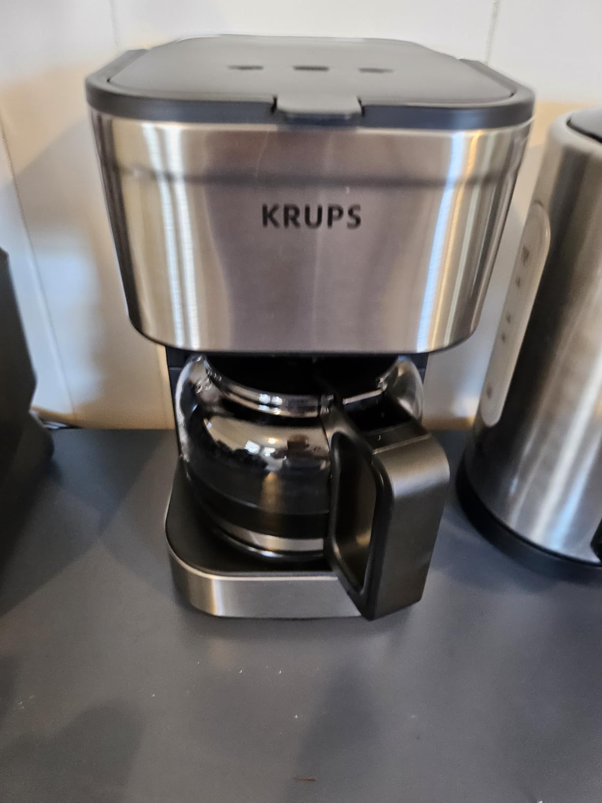 KRUPS Simply Brew Compact 5 Cup Coffee Maker: Stainless Steel Design, Pause & Brew, Keep Warm, Reusable Filter, Drip-Free Carafe - Customer Photo 2
