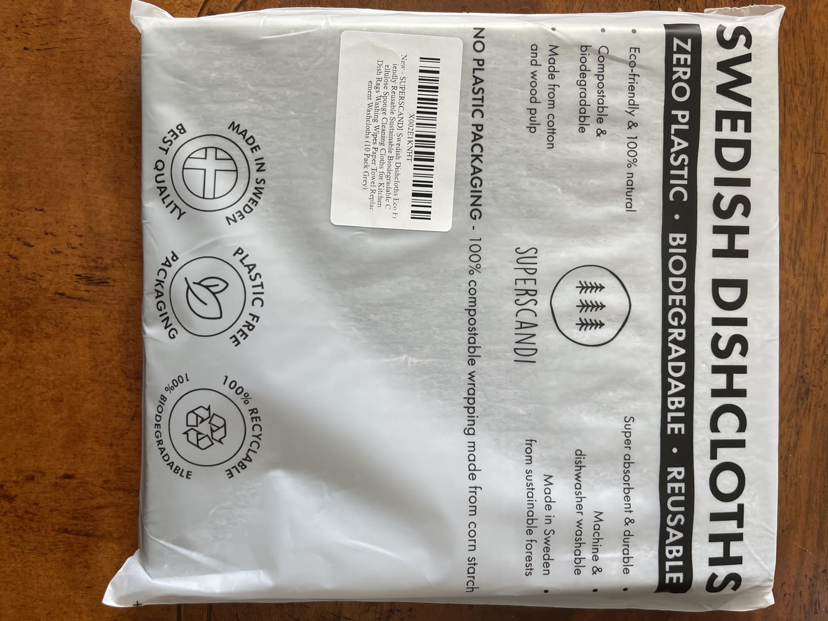 SUPERSCANDI 10 Pack Swedish Dishcloths for Kitchen - 100% Biodegradable & Compostable Reusable Paper Towels Washable, Food-Safe & Without Plastic - Dish Rags Suitable for Any Surface, Grey customer photo 2